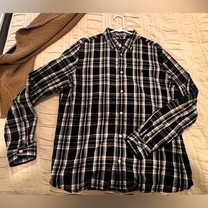 AllSaints Black and White Plaid Relaxed Shirt